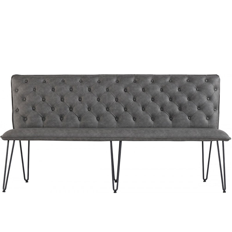 Studded Back Grey Leather Dining Bench by Lavishway | Dining Benches-31424