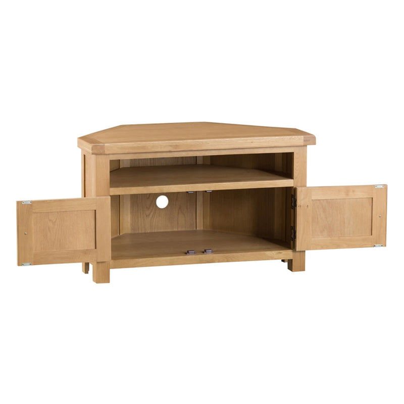 Chunky Solid Oak Corner TV Unit by Lavishway | TV Units Cabinets-37209