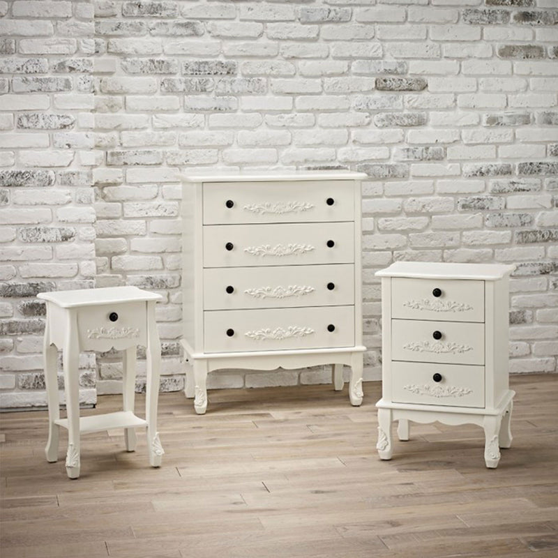 Antoinette White 1 Drawer Lamp Table by Lavishway | Side Tables-30824