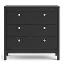 Madrid Matt Black 3 Chest Of Drawers by Lavishway | Chest Of Drawers-29940