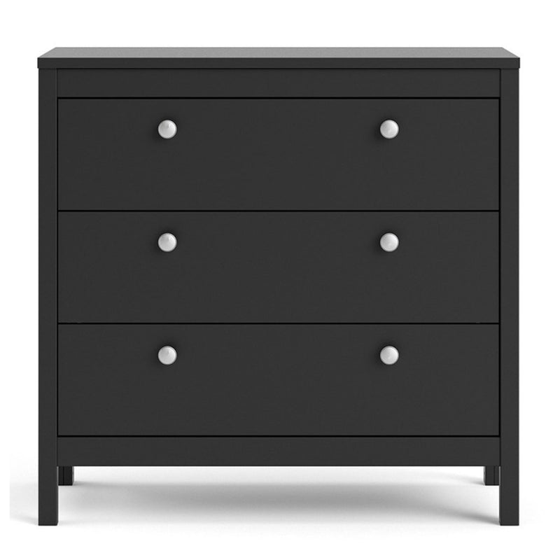 Madrid Matt Black 3 Chest Of Drawers by Lavishway | Chest Of Drawers-29940