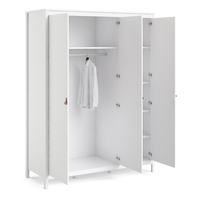 Barcelona White 3 Doors Wardrobe by Lavishway | Bedroom-29785