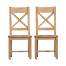 Chunky Oak Seat Wooden Dining Chair Set of 2 by Lavishway | Dining Chairs-32595