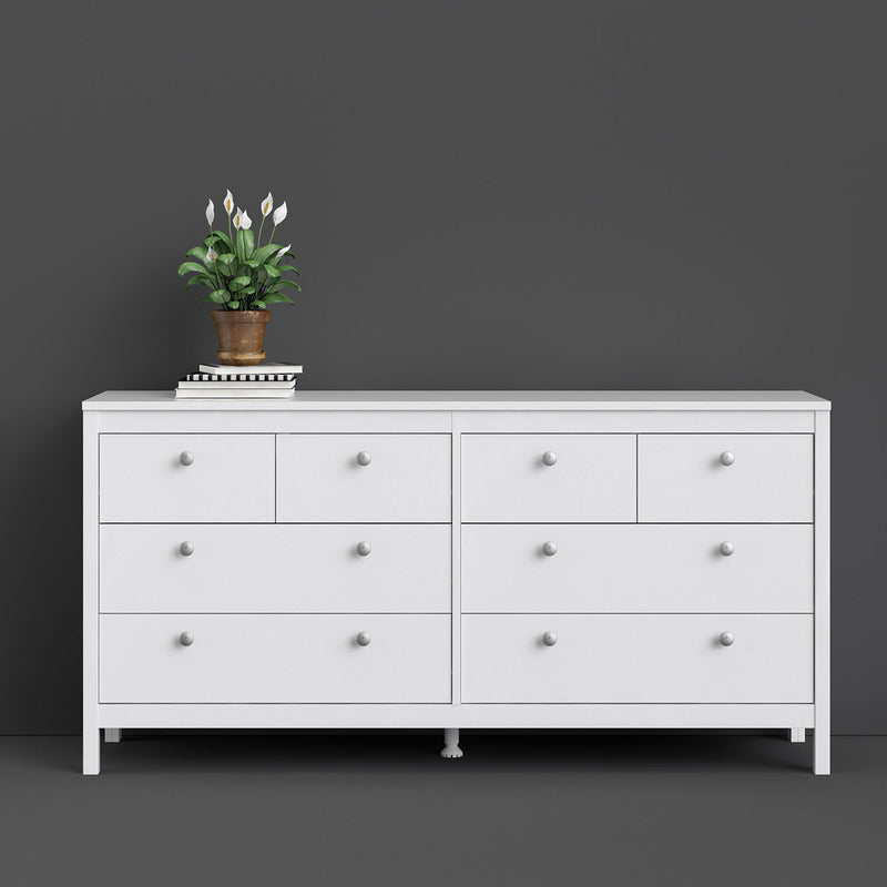 Madrid White Wooden 8 Drawers Double Dresser by Lavishway | Sideboards-29511