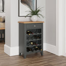 Grantham Oak Top 1 Drawer Grey Wine Cabinet by Lavishway | Wine Racks-33938