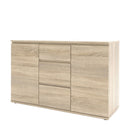 Nova Oak Finish Wooden 3 Drawers Sideboard by Lavishway | Sideboards-30081