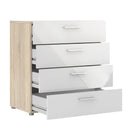 Pepe Oak & White High Gloss 4 Drawers Chest by Lavishway | Chest Of Drawers-29223