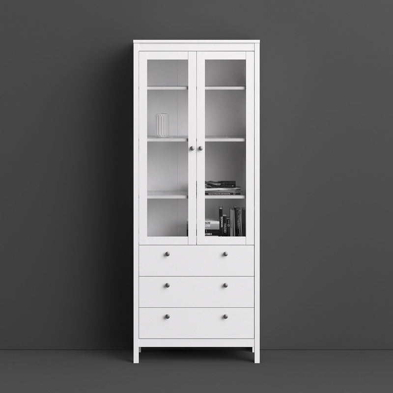 Madrid White 2 Doors and 3 Drawers Cabinet by Lavishway | Display Cabinet-29474