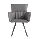 Carver Grey Leather Accent Chair in Pair by Lavishway | Armchairs-31304
