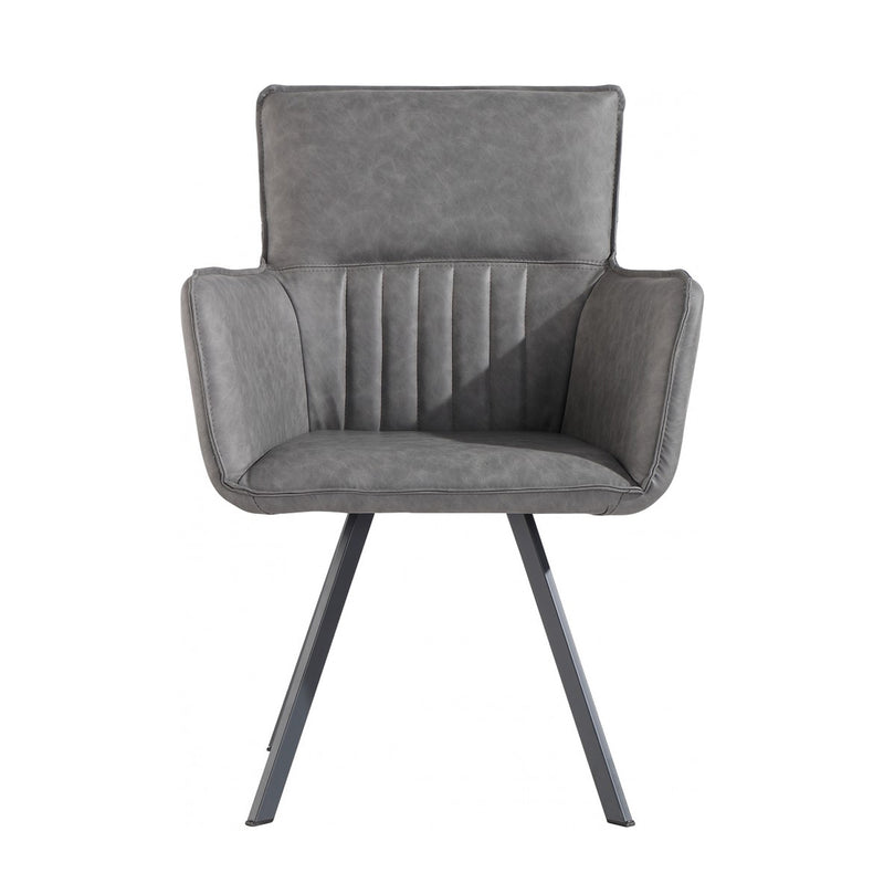 Carver Grey Leather Accent Chair in Pair by Lavishway | Armchairs-31304