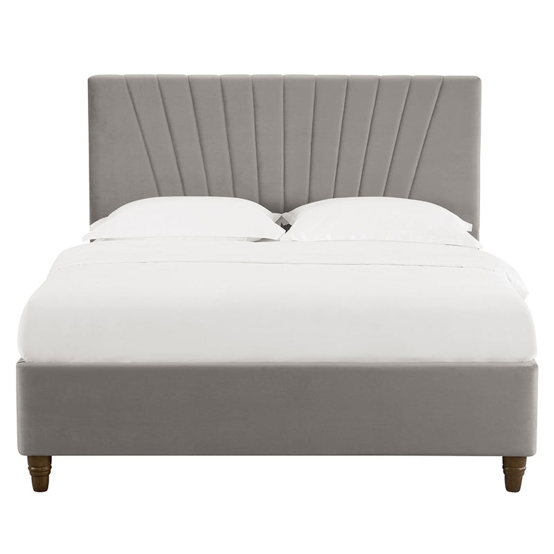 Lexie Wooden Effect Legs Velvet King Size Bed by Lavishway | Velvet Bed-35595