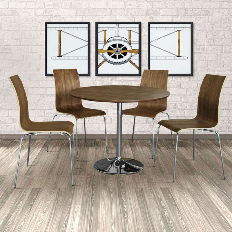 Soho Walnut Veneer Finish Dining Set by Lavishway | Dining Table Set-30935