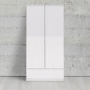 Naia 2 Doors 1 Drawer White Wardrobe by Lavishway | Wardrobe-29367