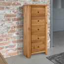 Havana Pine Narrow 5 Drawer Chest by Lavishway | Chest Of Drawers-32695