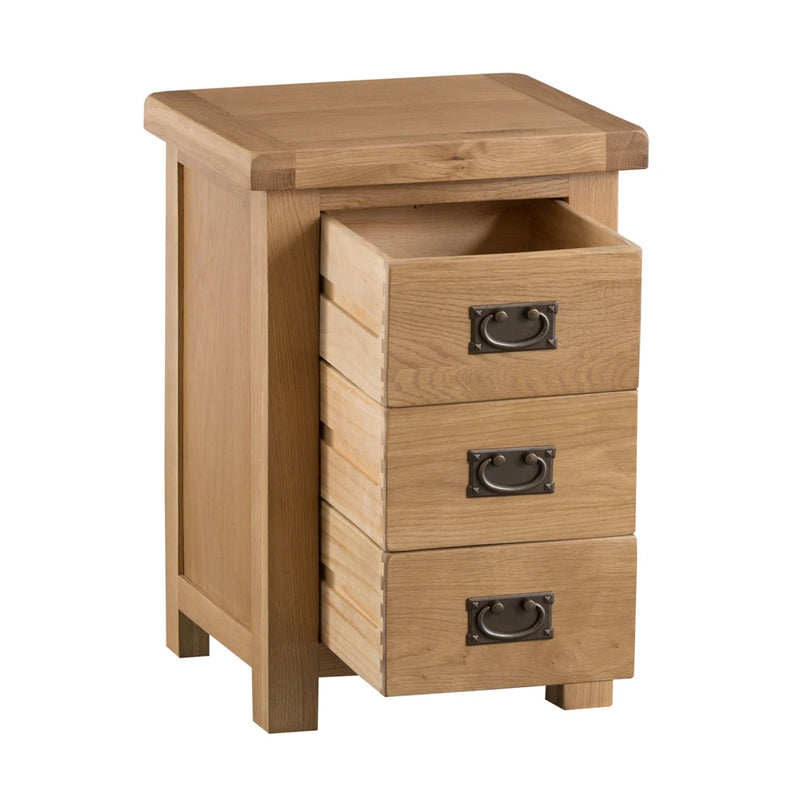 Chunky Oak 3 Drawer Large Bedside Cabinet by Lavishway | Bedside Tables-37269
