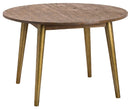 Havana Gold & Brown Wooden Round Dining Table by Lavishway | Dining Tables-40066