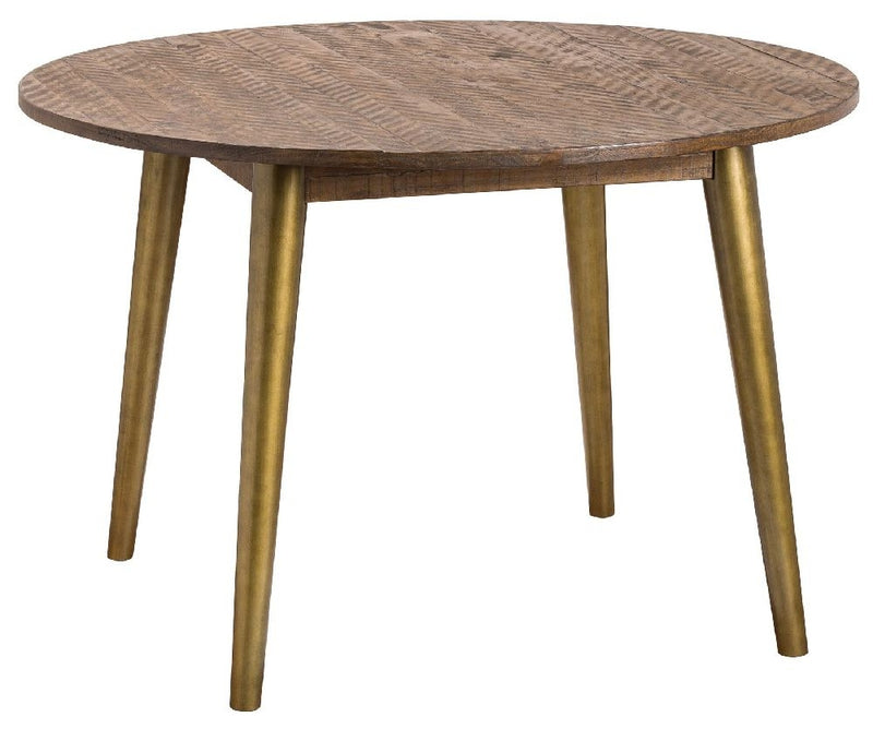 Havana Gold & Brown Wooden Round Dining Table by Lavishway | Dining Tables-40066
