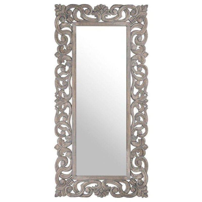 Grey Painted Hand Carved Mirror by Lavishway | Wall Mirrors-40098