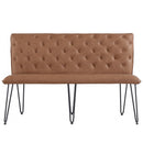 Studded Back Tan Leather Dining Bench by Lavishway | Dining Benches-31378