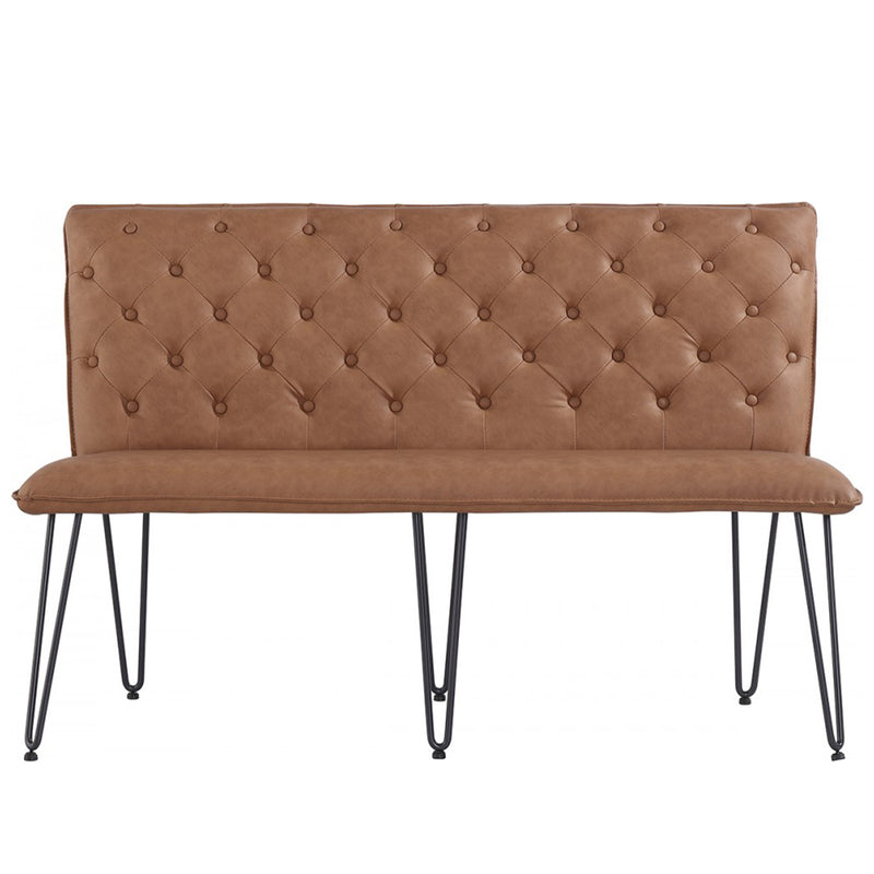 Studded Back Tan Leather Dining Bench by Lavishway | Dining Benches-31378