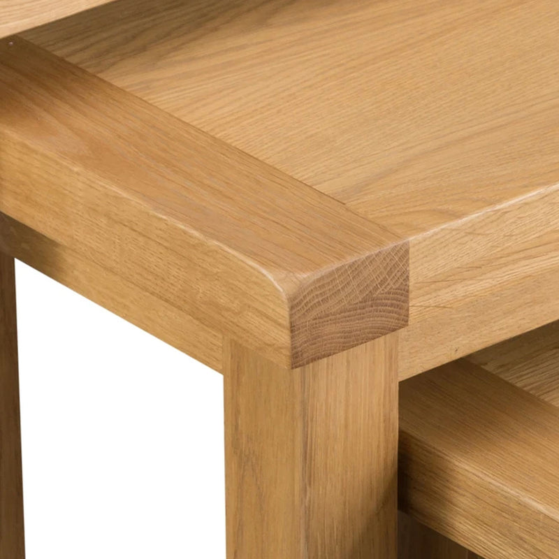 Chunky Oak Planed Smooth Nest of 3 Tables by Lavishway | Nest of Tables-32511