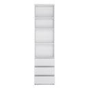 Fribo White 3 Drawers Tall Narrow Bookcase by Lavishway | Bookcases & Shelves-29680