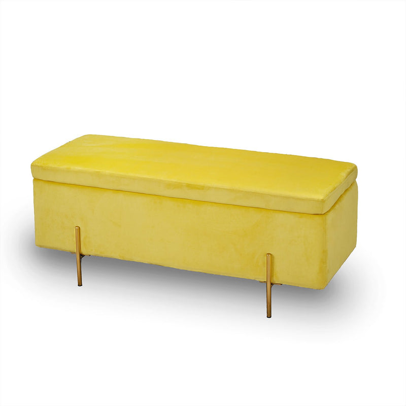 Lola Velvet Storage Ottoman Bench by Lavishway | Benches & Storage Benches-35684