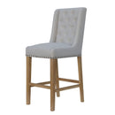 Button Back Fabric Natural Bar Stool by Lavishway | Bar Stools-31130