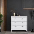Madrid White Wooden 3 Chest Of Drawers by Lavishway | Chest Of Drawers-29517