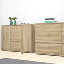 Nova Oak Finish Wooden 3 Drawers Sideboard by Lavishway | Sideboards-30082