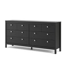 Madrid Black Wooden 8 Drawers Double Dresser by Lavishway | Sideboards-29954