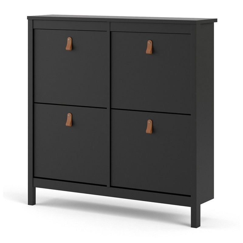 Barcelona Black 4 Tilting Doors Shoe Cabinet by Lavishway | Shoe Cabinets-30268