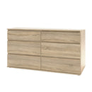 Nova Oak Finish Wide 6 Drawers Chest by Lavishway | Chest Of Drawers-30092