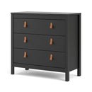Barcelona Matt Black 3 Drawer Chest by Lavishway | Chest Of Drawers-30251