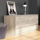 Naia Oak Finish Wide Chest of 6 Drawers by Lavishway | Chest Of Drawers-29375