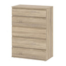 Nova Oak Finish 5 Drawers Chest by Lavishway | Chest Of Drawers-30121