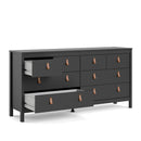 Barcelona Matt Black 8 Drawers Double Dresser by Lavishway | Sideboards-30258
