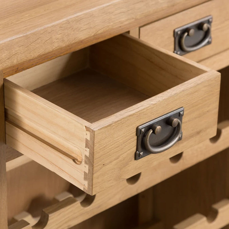 Chunky Oak Small 2 Drawers Wine Rack by Lavishway | Wine Racks-32574