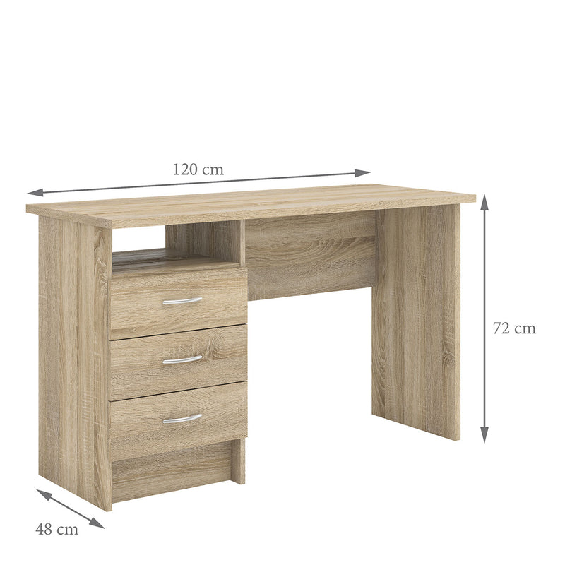 Function Plus Oak Finish 3 Drawers Desk by Lavishway | Desk Pedestals-29609