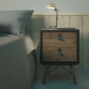 Ry 2 Drawers Black & Walnut Bedside Table by Lavishway | Bedside Tables-29308