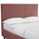 Lexie Wooden Effect Legs Velvet Double Bed by Lavishway | Velvet Bed-35635