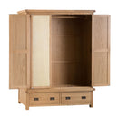 Chunky Oak 3 Doors Wardrobe With Mirror by Lavishway | Wardrobe-32609
