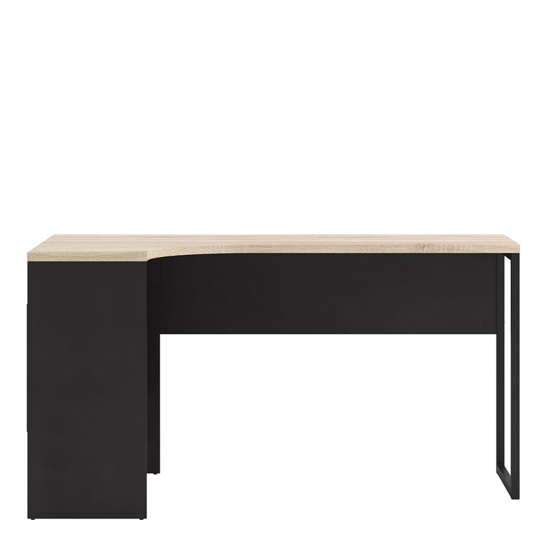 Function Plus Oak & Black Corner Desk by Lavishway | Desk Pedestals-29673