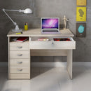Function Plus Oak Finish 5 Drawers Desk by Lavishway | Desk Pedestals-29587