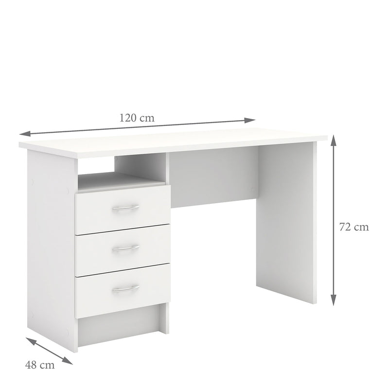 Function Plus White 3 Drawers Desk by Lavishway | Desk Pedestals-29603