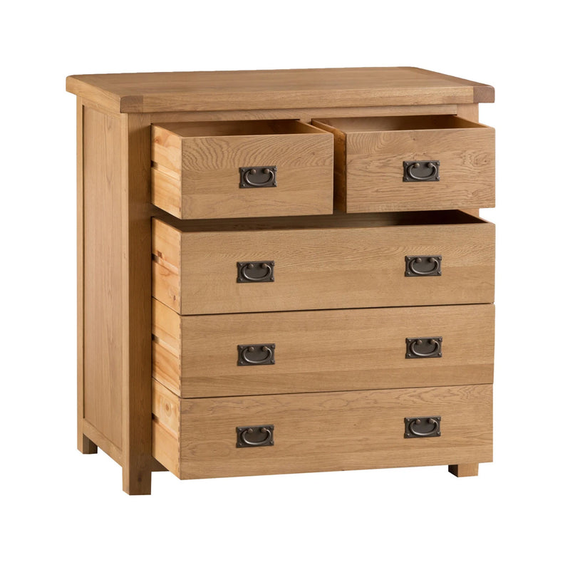 Chunky Oak Wood 2 Over 3 Drawers Chest by Lavishway | Chest Of Drawers-37252