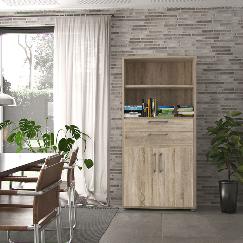 Prima Oak 2 Doors Bookcase With 4 Shelves by Lavishway | Book Shelves and Cabinets-29214