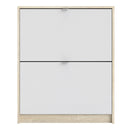 Shoes Oak & White 2 Tilting Door Shoe Cabinet by Lavishway | Shoe Cabinets-29065