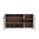 Chelsea White Gloss 3 Glazed Doors Sideboard by Lavishway | Sideboards-30200