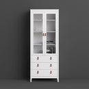 Barcelona White 2 Glass Doors Display Cabinet by Lavishway | Display Cabinet-29764